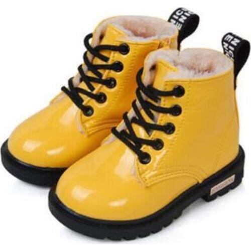 Children PU Leather Waterproof Snow Boots Kids Brand Boots Girls Boys Rubber Boots Fashion Sneakers New Botas