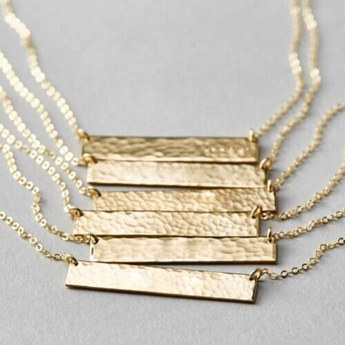 Long Bar Necklace Handmade 100% 925 Silver Jewelry Gold Choker Pendants Collier Femme Kolye Collares Necklace for Women