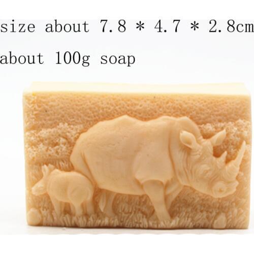 Handmade bath salt soap mold rhinoceros pattern bath soap Block mould salt carving soap making silicone molds