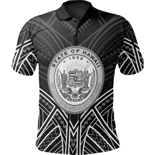 Hawaii Polo Shirt Hawaii Seal Black Tribal Patterns 3D Printed Polo Shirt Men for Women Short Sleeve Summer T-shirt