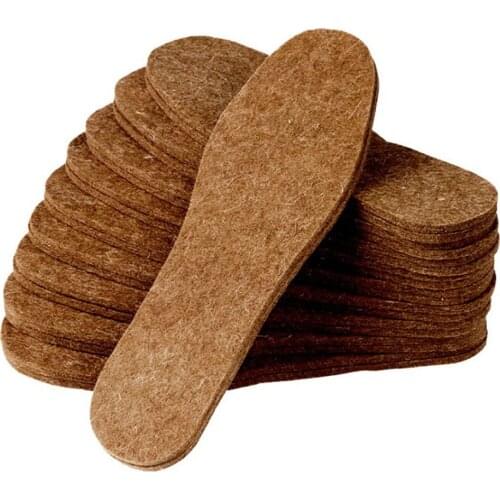 Hot Unisex Cotton Pads Wool felt 1 pair Winter thick soft warm plush breathable men and women Sweat-Absorbant insoles for shoes