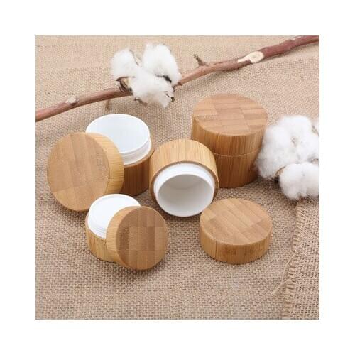Wear Resistant Refillable Bottle Round Natural Bamboo Container Travel Empty Eco-friendly Pot Facial Cream Jar Box Cosmetic Mask