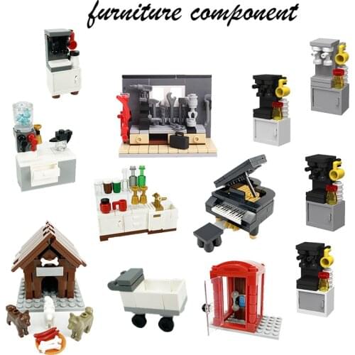 WM Block Telephone Wine Cooler Water Dispenser DIY Furniture Accessorie Building Block Children Girl Gift Educational Toy Friend