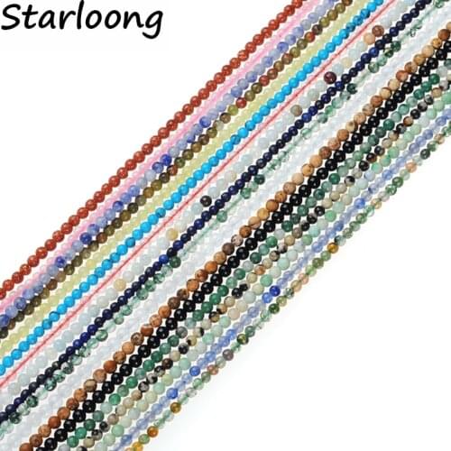 2mm Round Unakite Jaspers Clear Pink Quartz Amazonite Lapis Natural Stone Loose Beads For Jewelry Making Strand 15" Bracelet