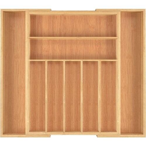 Kitchen Drawer Organizer Bamboo Adjustable Cutlery Tray Utensil Holder With Grooved Drawer Dividers For Kitchen Drawers