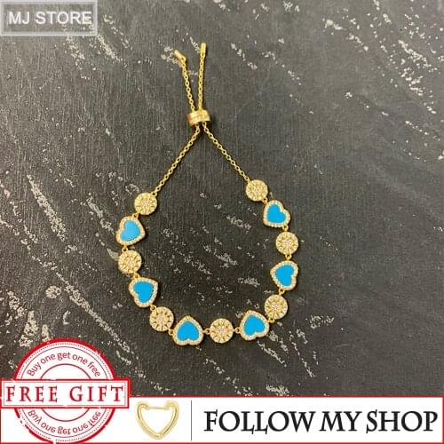 June Summer The New Bracelet Necklace Earrings 925 Silver Blue Heart-shaped Pendant Luxury Brand Monaco Jewelry For Women Gift