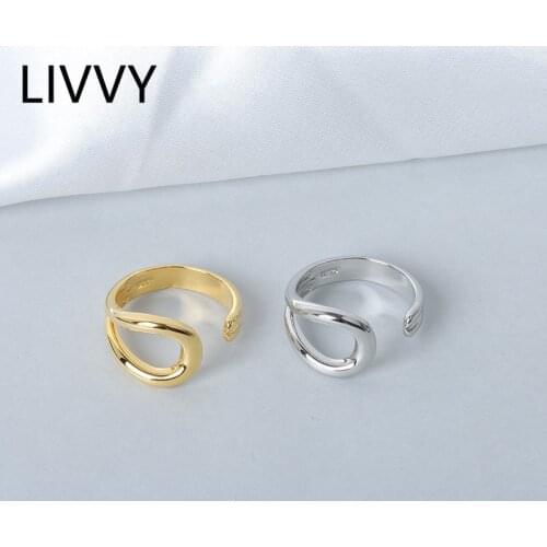 LIVVY Silver Color Rings for Women Geometric Cross Twist Minimalist Ring Party Jewelry Gifts 2021 Trend