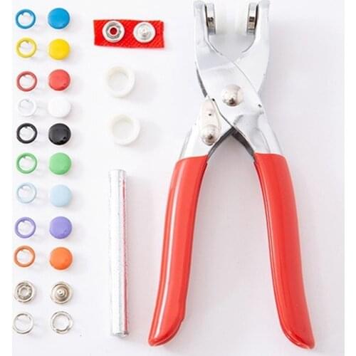 100/200Sets Metal Clothes Sewing Buttons 9.5/10mm Prong Ring Press Studs Snap Fasteners + Clip Pliers Sewing DIY Accessories