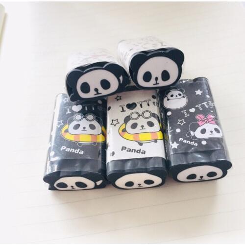 15pcs Kawaii Eraser Cartoon Creative Panda Erasers for Kids Student Gift 2B Black Eraser for School Office Supplies Stationary