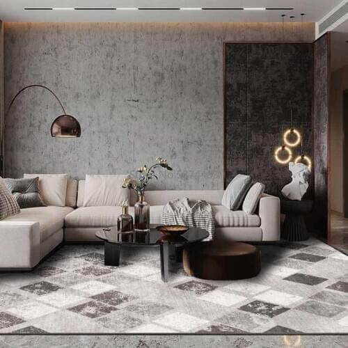 Fashion Retro Distressed Diamond Geometry Gray White Kitchen Living Room Bedroom Bedside Carpet Floor Mats