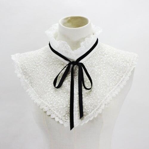 Star embroidered mesh false collar pleated collar Collar vest decorative collar mesh inside and outside decorative collar Double