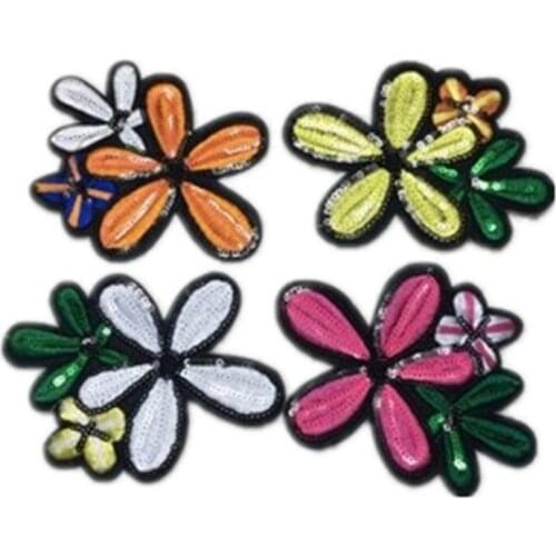 50pcs/Lot Embroidery Patches Letters Clothing Decoration Accessories Sun Flower Sequins Diy Iron Heat Transfer Applique