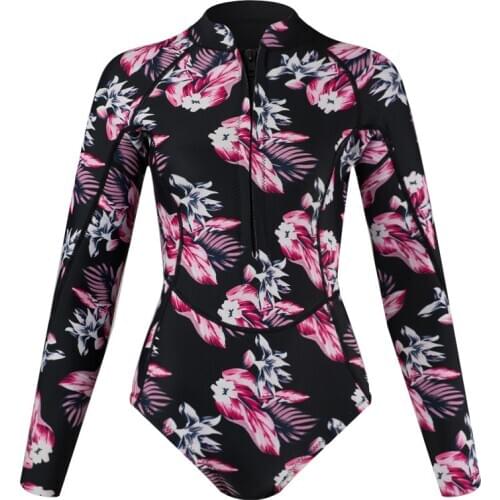 2mm Neoprene Wetsuit Long Sleeve One Piece Swimsuit Diving Suit Water Surf Swim Snorkel Front Zip Printed майка для купания