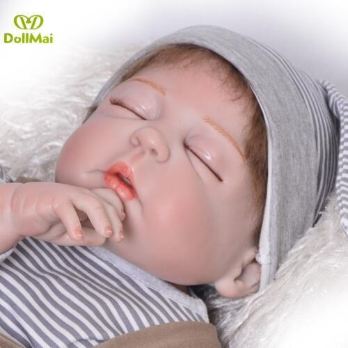 Oyuncak bebek reborn menino 22inch 55cm real silicone vinyl reborn baby boy dolls toys for children gift newborn bebe doll