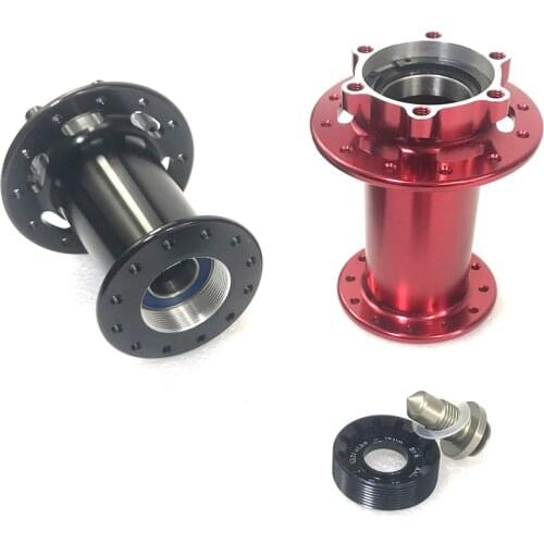 Powerway PHB-L10 MTB XC AM lefty front hub 24 28 32 holes black red J-Hook 6 bolt disc 74mm 73mm left hand 1.0 mountain bike