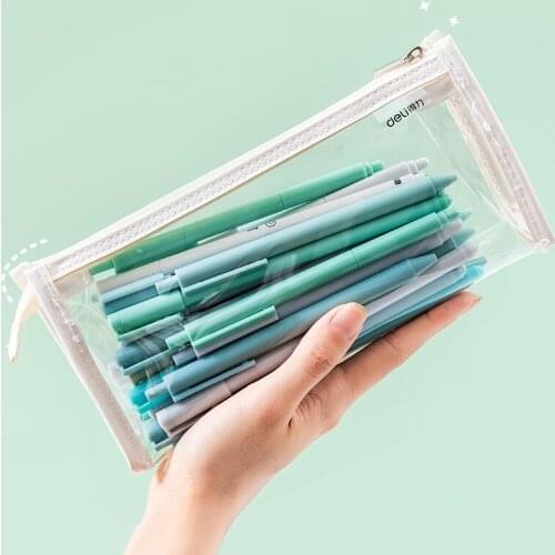 Pure Transparent Pen Case Pencil Bag Sweet Color Zipper Waterproof TPU Storage Pouch for Stationery School Cosmetic Travel F459
