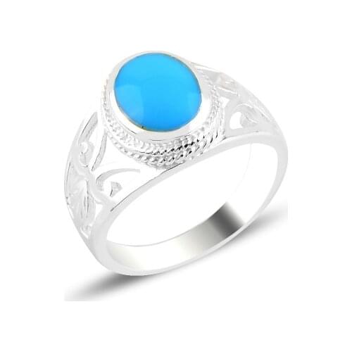 Silver 925 Sterling Turquoise Cabochons Male Child Ring