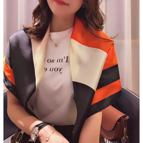 Spring 2020 Fashion Thin Style Luxury High Quality Twill Satin Silk Scarf Mulberry Silk Fashion Ladies Headscarf Scarf 180*70cm