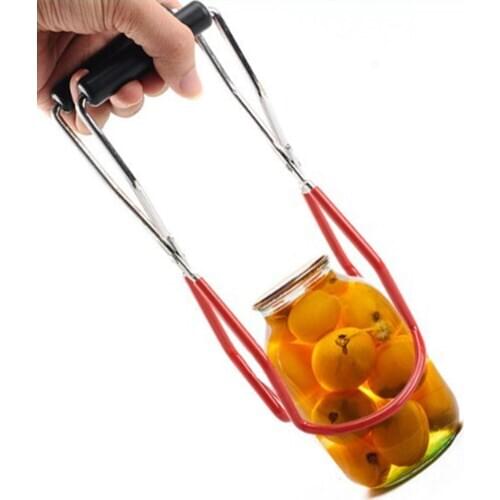 Stainless Steel Canning Jar Lifter Tongs, Can Gripper Clamp, Wide-Mouth with Rubber Grips, Long Handle, Anti-Slip