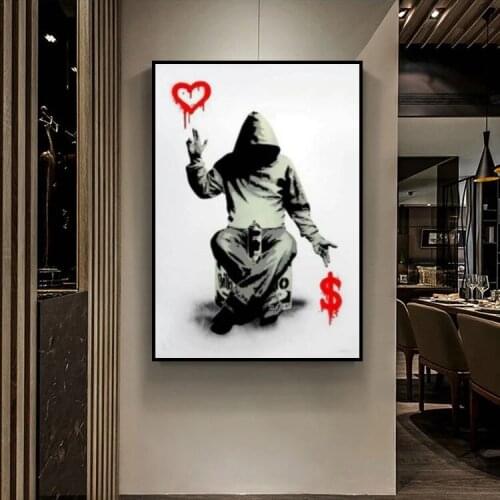 Modern Banksy Wall Art Dollar Canvas Painting on The Wall Art Posters Prints Wall Pictures for Living Room Home Wall Cuadros