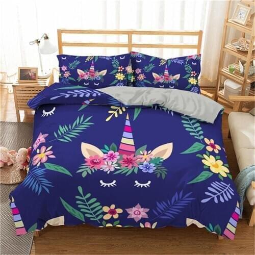 Cute cartoon Unicorn bedding collection printed quilt cover collection Universe King queen quilt cover bedding collection