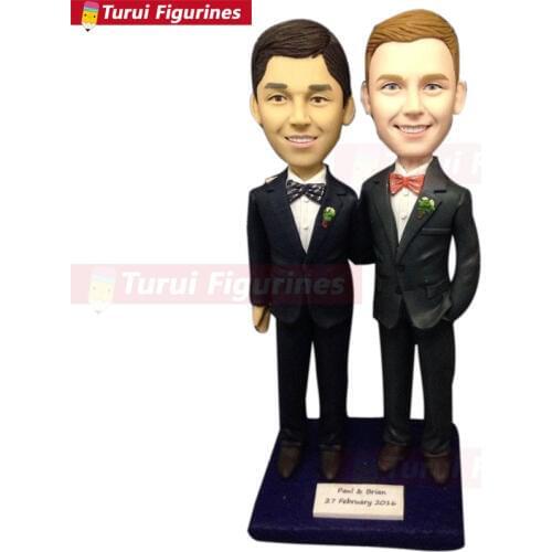 Gay Male Wedding Custom Wedding Topper Personalized Gay Wedding Cake Topper Bobble Figurine Based on Customers' Photo Gay Male W