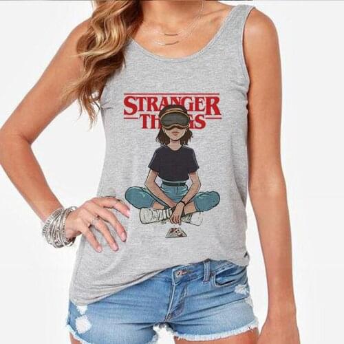 Stranger Things Cartoons Women Vest Tops Tees-shirt Harajuku Korean Style Camsoles Fashion Streetwear Casual Sleeveless Summer