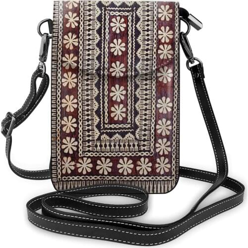 NOISYDESIGNS Tapa Cloth Fabric Print Women Shoulder Bags Mini Handbags for Ladies Leather Phone Bags Cross Body Small Purses