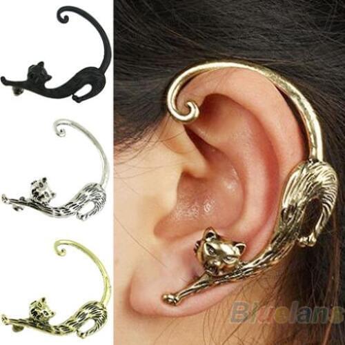 Retro Vintage Punk Gothic Copper Cat Pussy Ear Cuff Earring for Women 3 Colors earings fashion 02GF