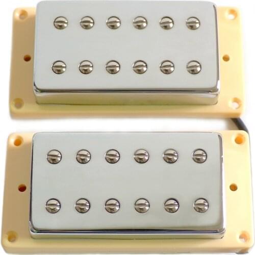 Chrome P90 Style Single Coil Alnico 2 / 5 Magnet Bar LP Guitar Pickups No Noise With Standard Humbucker Size Covers