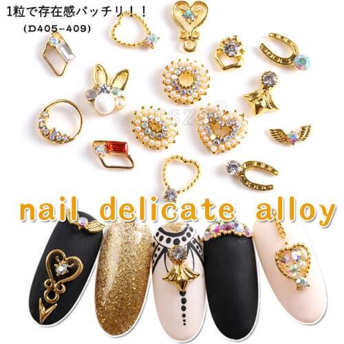 10pcs/lot Nail Metal Alloy Heart Rabbit Ear Diamond Wing Angel Shape Manicure Rhinestone 3D Decoration