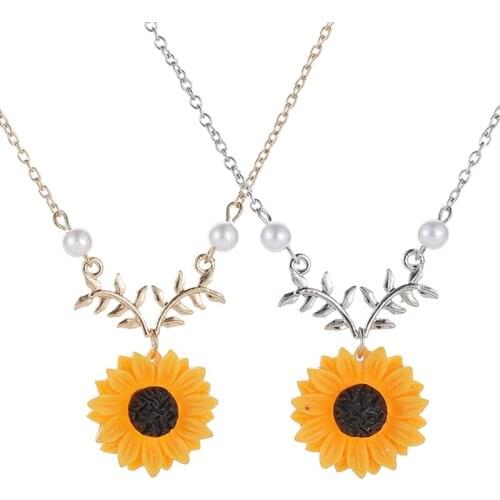 2 Color Small Daisy Flower SunFlower Necklaces & Pendants For Women Necklace Fashion Jewelry