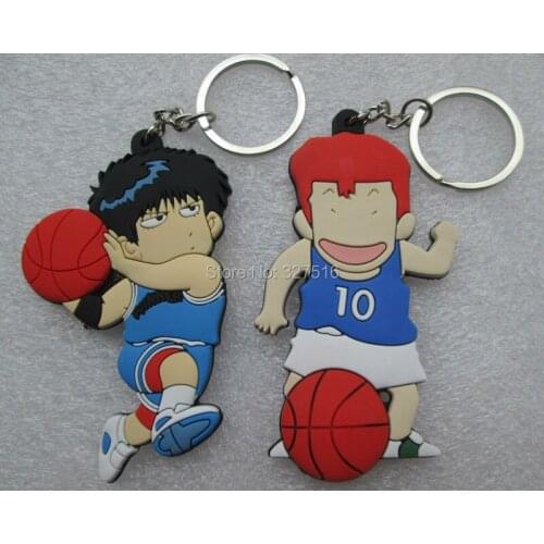 2pcs/set anime SLAM DUNK figures Hanamichi Sakuragi&Rukawa Kaede pvc figure keychain pendant free shipping