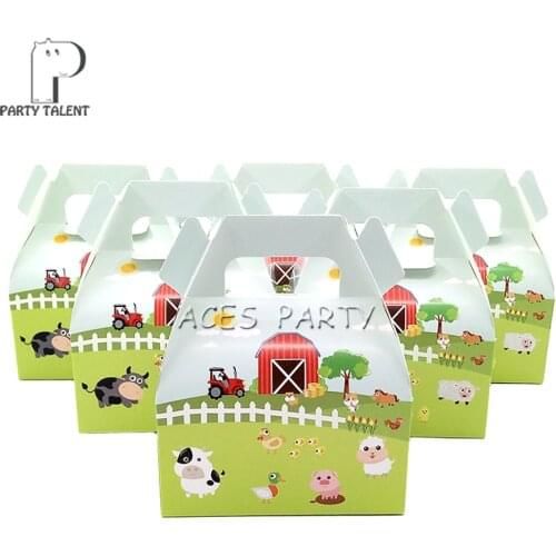 24pcs/lot Candy Box Cake Box for Kids Farm Animals Pig Cow Sheep Theme Party Baby Shower Party Decoration Party Favor Supplies