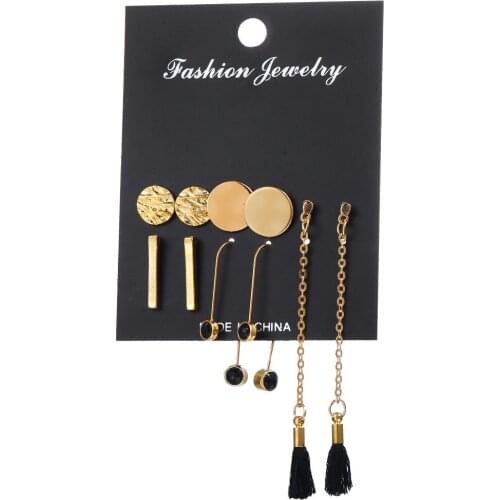 5 Pairs/Set 2019 Fashion New Stud Earrings Set For Women Girls Long Tassel Geometric Earring Statement Female Party Jewelry