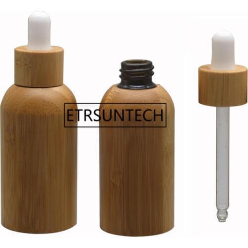 50ml Natural Bamboo Empty Cosmetic Essential Oil Bottle, Professional Dropper Bottle with Glass Pipette, Makeup Containers F1471
