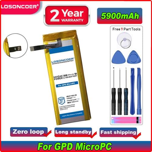 LOSONCOER 5100mAh 4841105-2S Top High capacity Battery for GPD MicroPC Handheld Gaming Laptop GamePad tablet pc Batteries