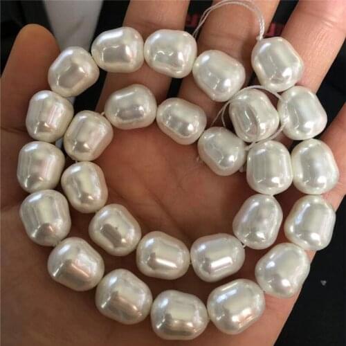 White 12*15mm natural pearl shell top quality loose beads irregular approx barrel rice wholesale price jewelry 15inch B2274