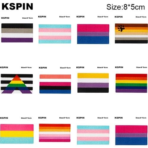 6.3*9cm Bisexual pride Embroidery Patches Iron on Saw on Transfer patches Sewing Applications for Clothes in Home&Garden