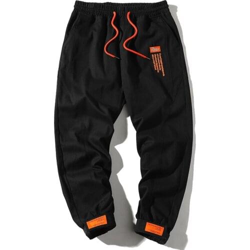 Spring Autumn Black Pants Men Streetwear Hip Hop Cargo Pants Mens Joggers Loose Casual Elastic Waist Harem Ankel Length Trousers