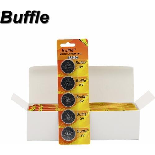 Buffle 40pcs/8packs CR2450 Button Cell Coin Cattery 2450 ECR2450 lithium Battery Wholesale