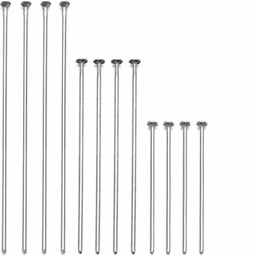 DC New Fashion 20/30/40/50/60/70mm Pins Needles Stainless Steel Head Pins Beads Pendants DIY Jewelry Findings Eye Pin Headpins