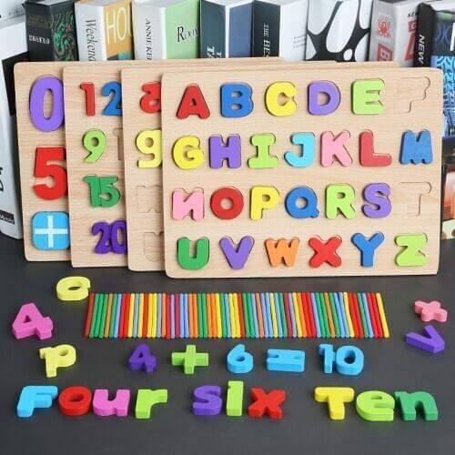 Kids Educational Toy Alphabets Digital Jigsaw Puzzle Wooden Montessori Early Learning Toy 3D Colorful Letter Board Children Gift