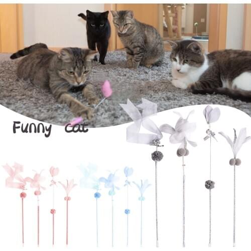 Cat Feather Teaser Toy Pompom Cat Kitten Interactive Toy Pet Funny Favor Playing Toy Training Toys