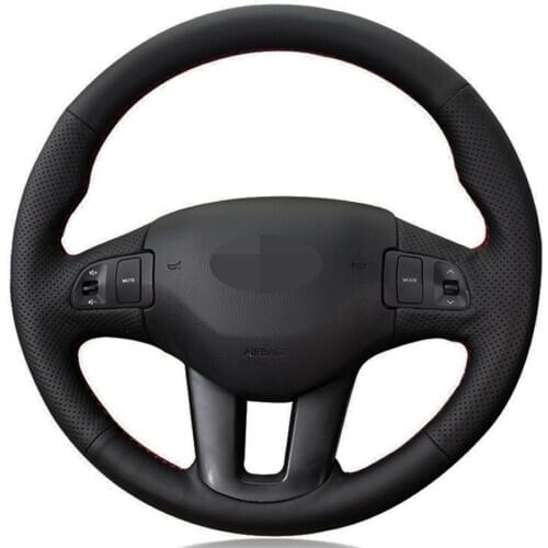 Car Steering Wheel Cover DIY Hand-stitched Black Artificial Leather For Kia Sportage 3 2010-2017 Kia Ceed Cee'd 2009-2012