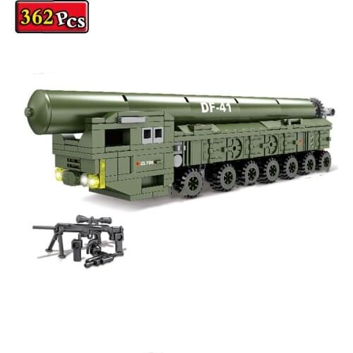 WW2 Military Series World War II DF-41 Long-Range Ballistic Missile Artillery Soldier MOC Building Blocks Bricks Toys Gifts