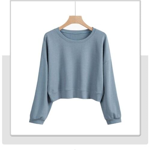Heliar 2021 Autumn Winter Solid Women Hoodie Sweatshirts Female O-neck Crop Top Women Long Sleeve Top Pullover Women Jumper