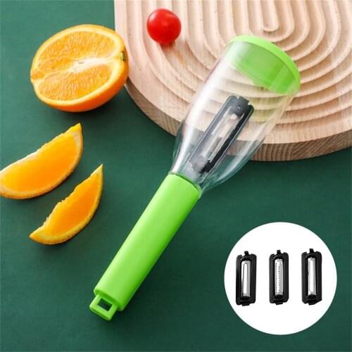 Julienne Vegetable Peeler with Container Shredder Citrus Orange Lemon Carrot Potato Peeler Blade Grater 3 in 1 Kitchen Tools