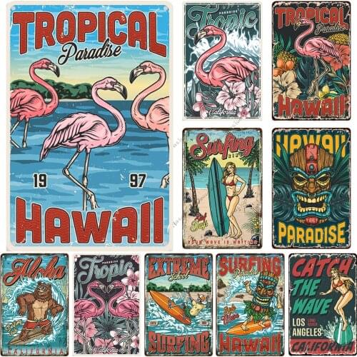 Beach Metal Tin Sign Rusty Metal Signs Poster Surfing Funny Sea Sports Decorative Plate Home Bar Club Pub Wall Decor Signs