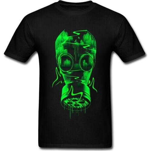 Toxic City Tshirt Funky Design Men T-shirt Short Sleeve Rife Fallout Gas Mask Shirt 100% Cotton Tops Tees Male Halloween Cosplay